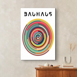 Impresión circular de Bauhaus, póster de carta de colores de Bauhaus, póster moderno, póster de exposición, arte mural moderno de mediados de siglo, arte mural de vidrio abstracto