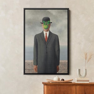 Rene Magritte O Filho do Homem Pôster, O Filho do Homem Impressão em Tela, Maçã e Homem Impressão, Decoração de Parede de Escritório, Decoração de Vidro Grande