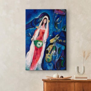 Marc Chagall Sposa e Violinista Capra Tela Dipinto, Marc Chagall Opera Poster, Mostra Marc Chagall, Surrealismo Arte murale in vetro