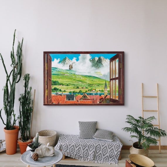Howl's Moving Castle Poster: Studio Ghibli Anime Art, Ghibli Window Print