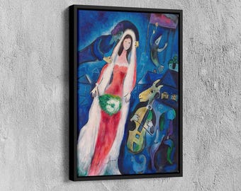 Marc Chagall 'bride and Violinist Goat' Surrealist Art Print - Etsy