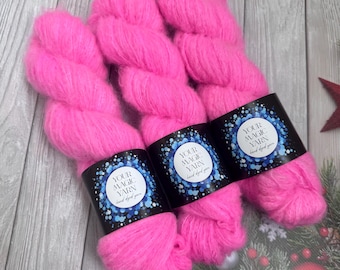 Hand dyed yarn baby alpaca, alpaca and merino, super soft yarn, gift for knitter, 50g skein, hand dyed paint yarn, pink alpaca yarn