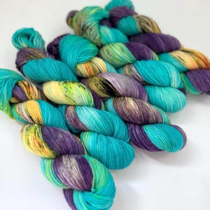 Hand dyed Painted Yarn, Perfect for Socks, 100g Skein, merino blend, socks yarn, gift for a knitter, Purple Speckled Yarn, indie dyed yarn