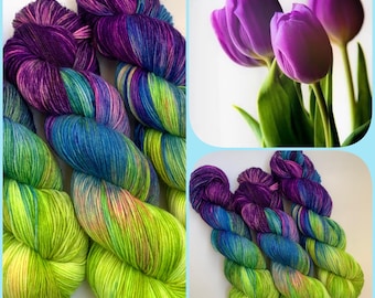 Hand dyed Sock Yarn 100g skeins, Neon socks yarn, Fingering Yarn, Hand Painted, wool yarn, merino blend, gift for a knitter, gift for mother