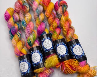 Hand Dyed Yarn, 20 g/80m, Mini Skeins, fingering weight, Sock Yarn for Knitting & Crochet, indie dyed yarn, yarn for socks