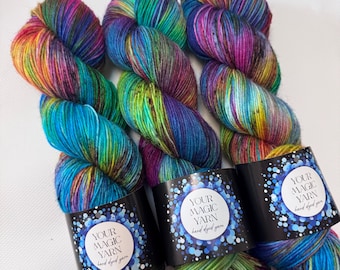 Hand dyed Painted Yarn, Perfect for Socks, 100g Skein, gift for Mather, merino blend, socks yarn, gift for a knitter, yarn