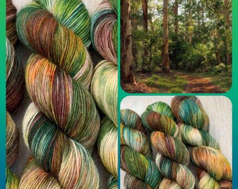Buntes handgefärbtes Garn in Grün und Schokolade, 100 g Merino Nylon Sockenwolle, 400 Meter weiche Wolle für Socken, Tücher, Socken