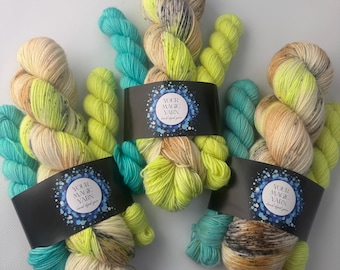 Hand Dyed Yarn Set, Christmas Garden, Speckled Sock Yarn, 80/20 Merino Nylon, Fingering Weight Indie Yarn for Knitting and Crochet, 400m