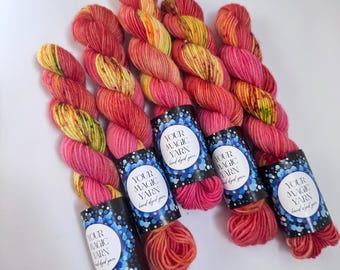 Hand Dyed Yarn, 20 g/80m, Mini Skeins, fingering weight, Sock Yarn for Knitting & Crochet, indie dyed yarn, yarn for socks