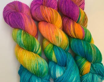 Hand dyed Painted Yarn, Perfect for Socks, 100g Skein, gift for Mather, merino blend, socks yarn, gift for a knitter, yarn