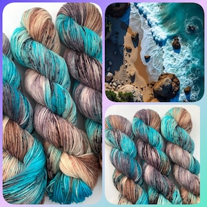 Hand Dyed Sock Yarn, Blue & Brown , 100g skeins-Fingering Weight, 4-ply, Merino Blend, Gift for a knitter, Knitted socks, gift for Mothers