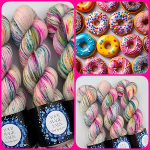 80/20 gesprenkelte Sockenwolle, 80/20 Merino Nylon handgefärbt, Pastel Pink Blau Gelb