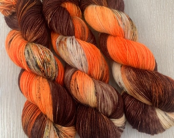 Hand dyed yarn, Yarn for Socks, Hand Painted Halloween Yarn, 100g Skeins, Halloween Colorway, Fingering Weight, perfect socks