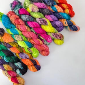 Set of 10 yarns, 10x20g, sock yarn, hand Dyed yarn, Fingering Yarn, aran, yarn for socks, merino wool, Bright soft yarn, gift for knitter