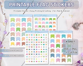 Pegatinas imprimibles para planificador, banderas, archivos de corte SVG DXF para Cricut y Silhouette, PNG digital para Goodnotes, marcadores de página, pestañas de índice