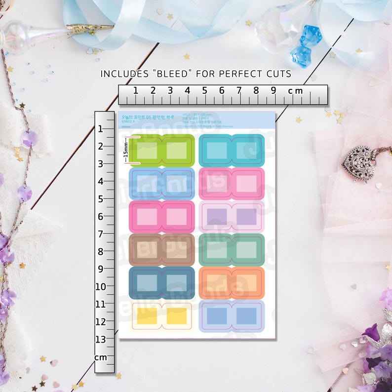 Four sheets of printable rounded square and rectangle index tabs with contrasting borders and practical planner box designs.