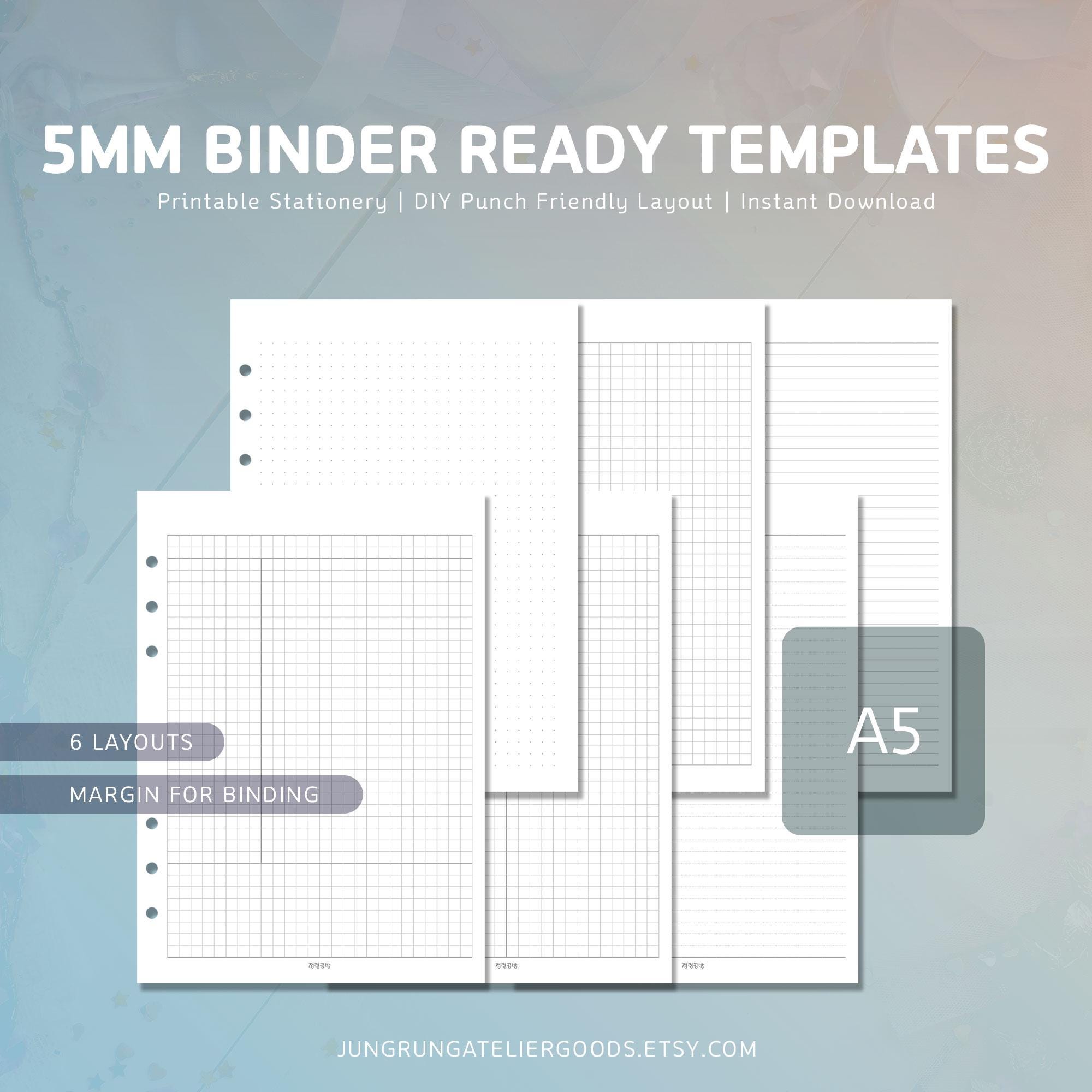 A5 Planner Inserts Printable 5mm Grid Paper Cornell Notes Template Dot ...