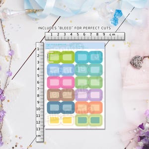 Versatile mix pack of 4 functional sticker sheets 90 by 130mm featuring rounded edge labels for journaling and indexing.