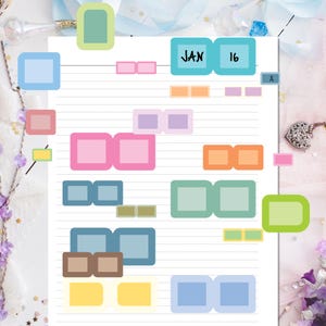 Versatile mix pack of 4 functional sticker sheets 90 by 130mm featuring rounded edge labels for journaling and indexing.