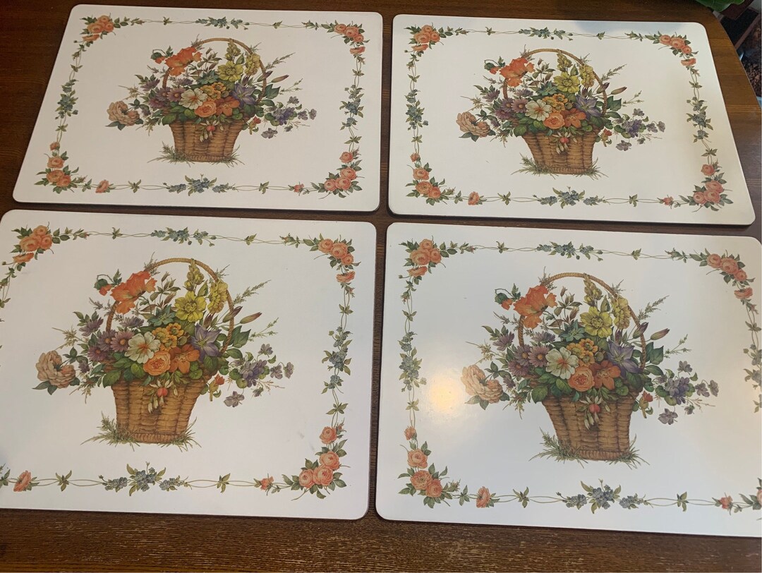 Vintage Pimpernel British Cork Placemats Autumnal Floral Design Set of