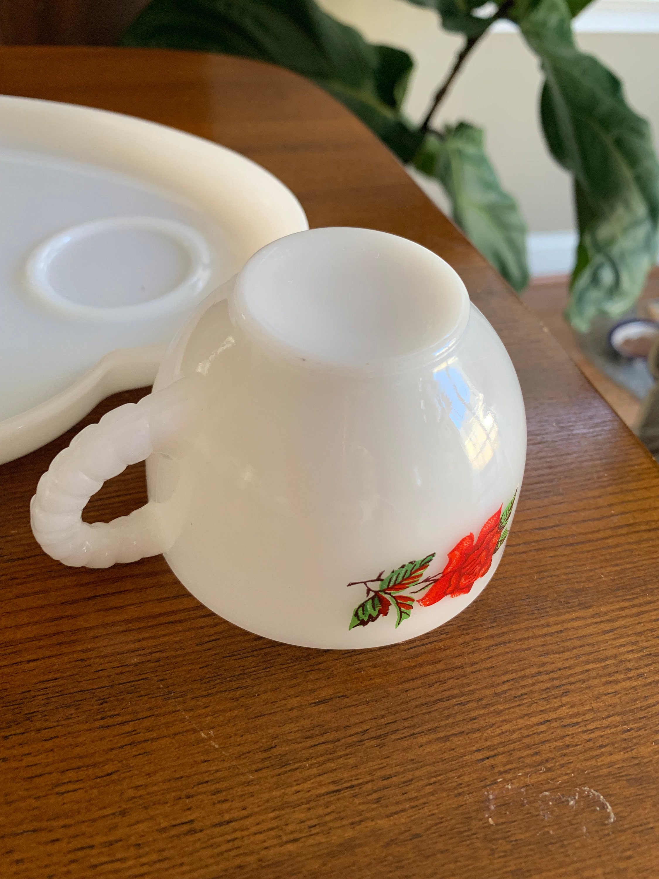 Vintage Snack Plate and Cup by Federal Milk Glass Rosecrest Etsy