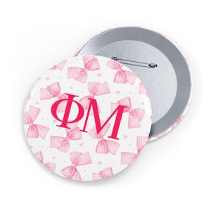 Phi Mu Sorority Pins, Sorority Button, Greek Letters Pin, Sorority Accessory, Phi Mu Merch, Bid Day Basket, Recruitment Gift,Big Little Gift