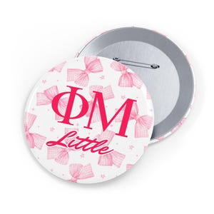Phi Mu Sorority Pins, Sorority Button, Greek Letters Pin, Sorority Accessory, Phi Mu Merch, Bid Day Basket, Recruitment Gift,Big Little Gift
