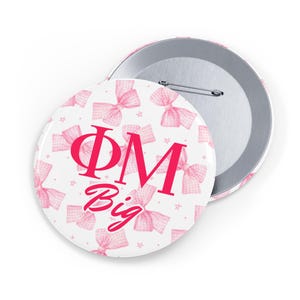 Phi Mu Sorority Pins, Sorority Button, Greek Letters Pin, Sorority Accessory, Phi Mu Merch, Bid Day Basket, Recruitment Gift,Big Little Gift