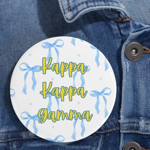 Botón de la hermandad Kappa Kappa Gamma, Semana de la Fiebre del Kappa Kappa Gamma, Pin con letra griega, Regalo de reclutamiento, Big Little Basket, Día de la puja, Merchandising de KKG