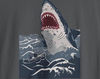 Great White Shark Graphic Tee, Shark Attack Shirt, Ocean Lover Gift