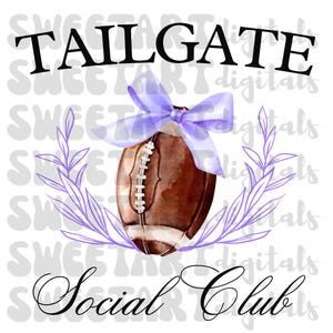 Tailgate Social Club PNG, Temporada de Futebol, Feminino, Preppy, Clube de Meninas, Moderno, DTG, DTF, Sublimação, Design, Download Instantâneo, Touchdown