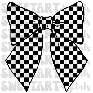 Black and White Checkered Coquette Bow png, Bow png, Bow Sublimation, Girly png, Digital Download, Instant, DTG, DTF, Trendy, Check Pattern