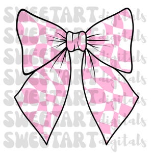 Retro Pink and White Checkered Coquette png, Bow png, Pink Bow Sublimation, Girly png, Digital Download, Instant, DTG, DTF, Trendy, Girlie