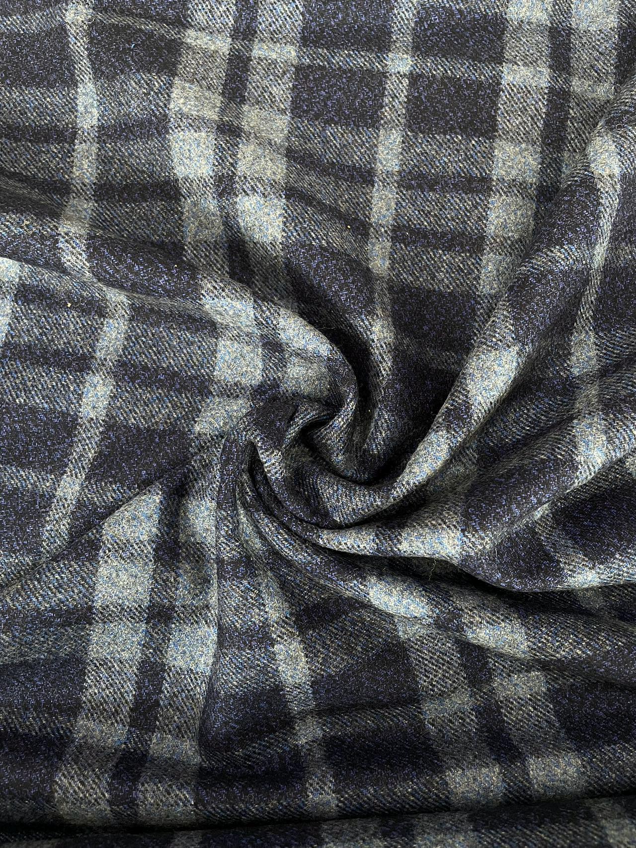 Blue Black Grey Combination Plaid Wool