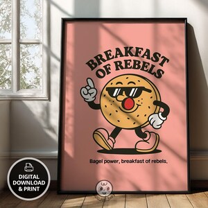 Retro Bagel Poster: Funny Kitchen Breakfast Art (Digital Download)