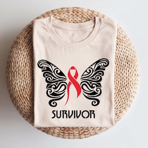 Cancer Survivor Butterfly Ribbon DTF Transfer, Ready to Press Heat Transfer, Breast Cancer Awareness Iron On, Direct to Film Print