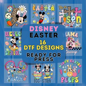 Disney Easter DTF Transfer Bundle, Mickey Mouse Heat Transfer, Bunny Egg Iron On, Ready to Press DTF, Cartoon Direct to Film DTF