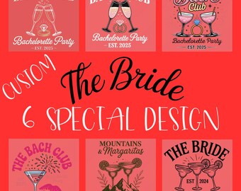 Custom The Bachelorette Party DTF 6 Designs | Personalized Hen Party Iron On Transfers for Shirts, Gifts & Decorations