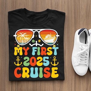 My First Cruise 2025 DTF Print - Tropical Vacation Heat Transfer - Sunset Ship Iron On - Ready to Press Direct to Film