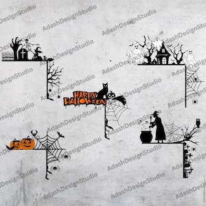 Paquete SVG de esquina de puerta de Halloween, moldura de puerta de Halloween SVG PNG, decoración del hogar de Halloween, colgador de puerta de Halloween SVG, archivos Cricut de decoración de Halloween