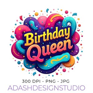 Watercolor Birthday Queen Png Svg Brithday Girl Png Queen Png Shirt Design for gifts Birthday Sublimation Digital Download Birthday Clipart