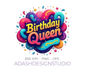 Watercolor Birthday Queen Png Svg Brithday Girl Png Queen Png Shirt Design for gifts Birthday Sublimation Digital Download Birthday Clipart