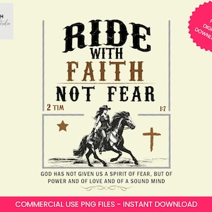 Ride With Faith Not Fear Christian Proverb Png,  Holy Spirit Christian PNG, Powerful Vintage Jesus Shirt Design Unisex Western Christian PNG