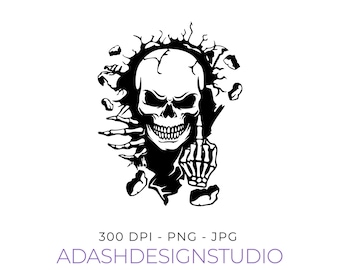Skull in The Wall svg and png file Skull svg Halloween svg Skeleton svg Funny skull svg Digital download Instant download jpg svg