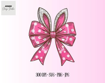 Glitter Easter Bunny Coquette PNG, Easter Day Png, Happy Easter Png, Easter Brushstroke Png, Girls Easter, Bunny Ears, Jesus Easter