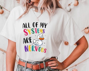 Todos mis sistemas están nerviosos PNG Ganso tonto PNG Ganso ansioso PNG Salud mental divertida Diseño de camiseta de ganso tonto Descarga digital peculiar PNG