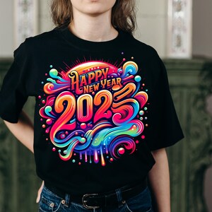 Feliz año nuevo 2025 PNG, Acuarela 2025 Año nuevo PNG, Neón colorido PNG, Vacaciones PNG, Año nuevo de moda PNG, Descarga digital instantánea 2025