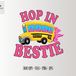 Kampf Bus Hop In Bestie PNG, trendige PNG, beliebte PNG, psychische Gesundheit Png, lustige Angst Png, Viral Girly Png, niedliches Aufkleberdesign