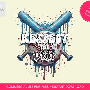 Drippy baseball icecream drip png|Respect the Drip|Baseball mama|Red and Blue|Dripping Ball|Sprinkles Drip Sports designs DTF|DIY Teeshirts