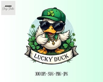 Lucky Duck PNG svg, Duck St Patricks Day PNG, St Patricks Shirt Design PNG, St Patricks Sublimation, Kids St Patricks png